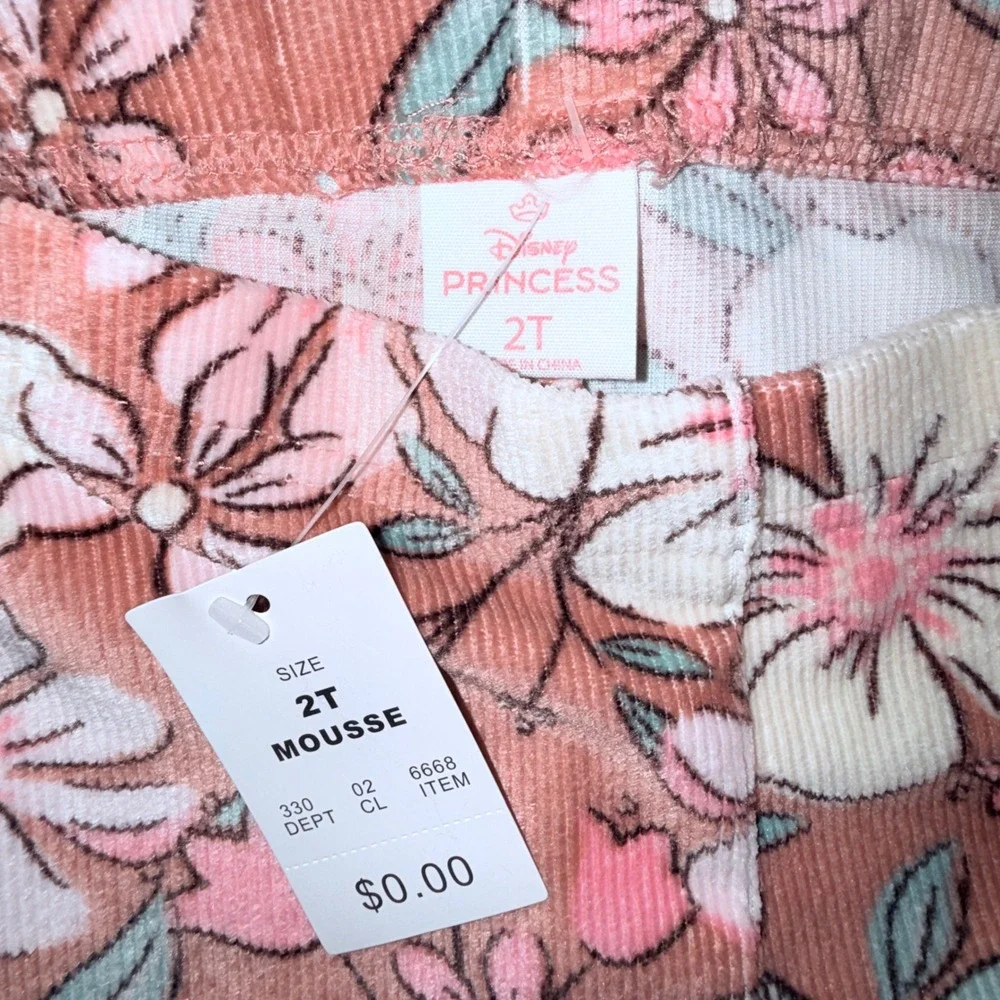 Disney Princess Outfit Set Kids 2T Pink NEW Sherpa Fleece Floral Corduroy‎ Flare